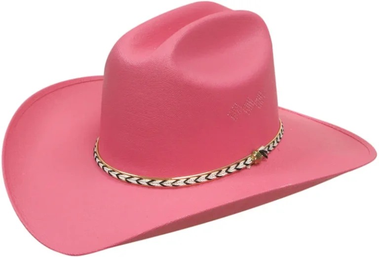 A Hot Pink Summit Canvas Cattleman cowboy hat on a white background.