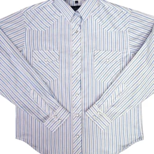 women's striped pearl snap western shirt