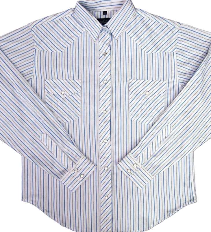 women's striped pearl snap western shirt