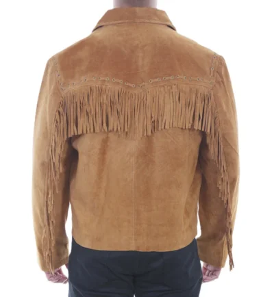 men's brown suede fringe western jacket