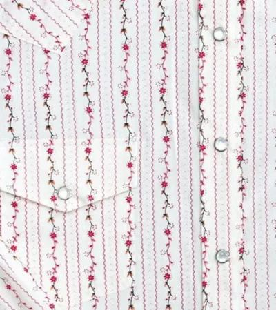 women's pink floral western pearl snap shirt