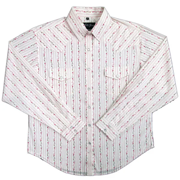 women's pink floral western pearl snap shirt