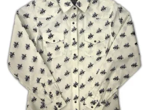 Women's horse print pearl snap western shirt