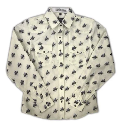 Women's horse print pearl snap western shirt