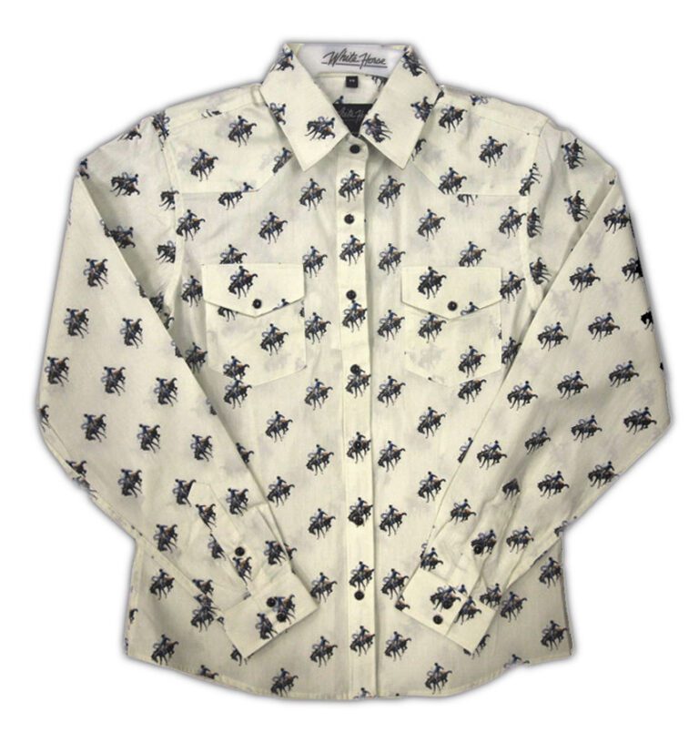 A white shirt with black and white birds on it.