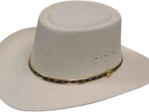 A Canvas Straw Creamy White Gambler Cowboy Hat on a white background.