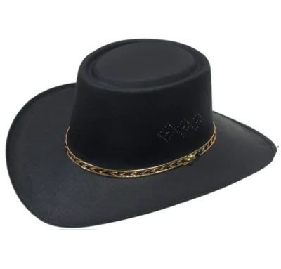 black straw gambler cowboy hat