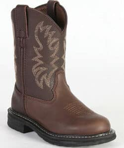 A pair of brown cowboy boots.