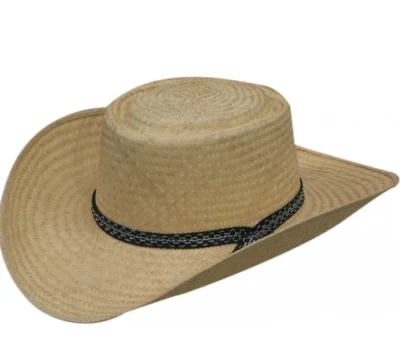 Adult Economy Palm Cattleman Cowboy Hat <ul style="list-style: square inside none;"> <li>Crown: 4-1/2"</li> <li>Brim: 4"</li> <li>hat sizes only</li> </ul> •