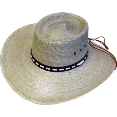 Palma Verde Gambler Straw Cowboy Hat with chin strap