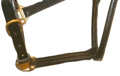 Leather breakaway horse halter with a 2 WAY RELEASE made of thick Top quality Black leather with a Triple stitched accents.