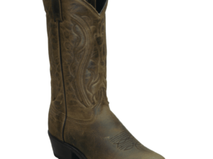 A USA MADE Mens Olive Brown cowboy boot on a white background.