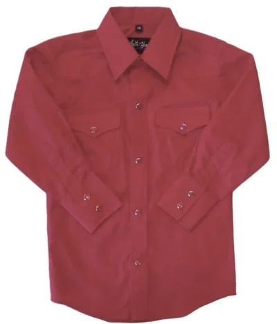 Kids Pearl Snap Red Western Shirt