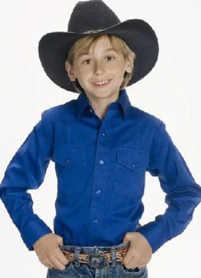 kids royal blue dress western shirt