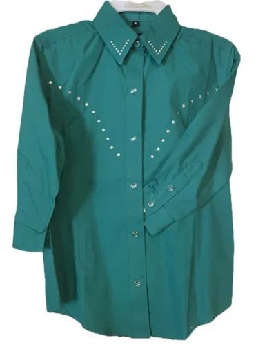 green rhinestone bling western shirt