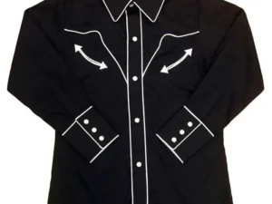 Retro White piped Black Western Shirt