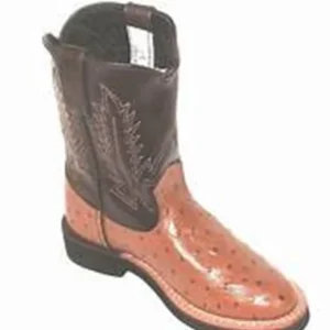 KIDS 13 Ostrich print leather Crepe cowboy boots
