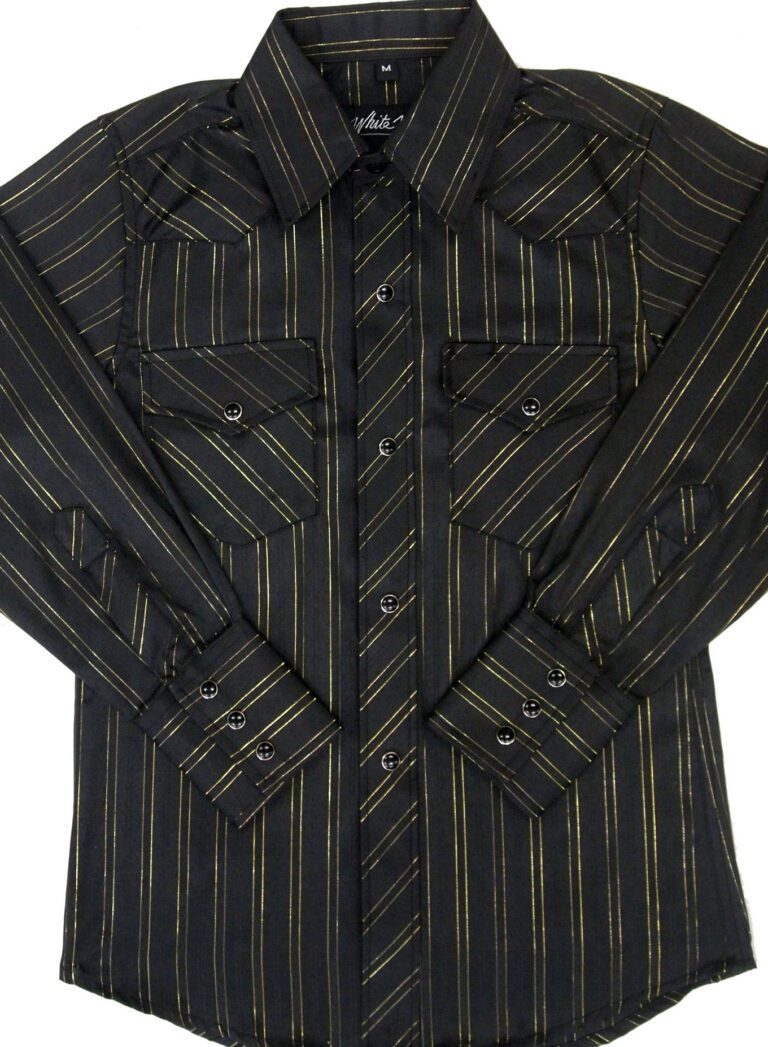 Wild Cowboy Mens Black Striped Long Sleeve Shirt Product Image