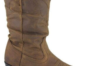 Vista Brown leather Youth Slouch cowboy boots