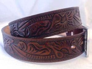 Tooled Leather Brown Western Belt