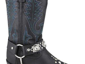 Size 5.5 YOUTH Crystal Booth Chain Leather Cowboy Boots