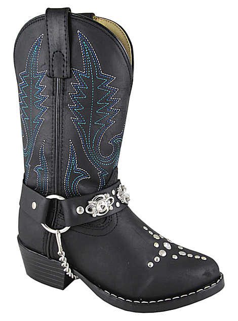 Size 5.5 YOUTH Crystal Booth Chain Leather Cowboy Boots