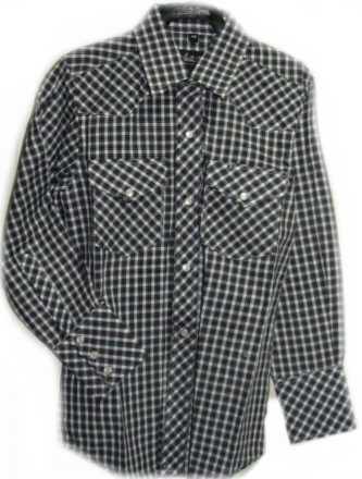 Child pearl snap, Black and white plaid western shirt