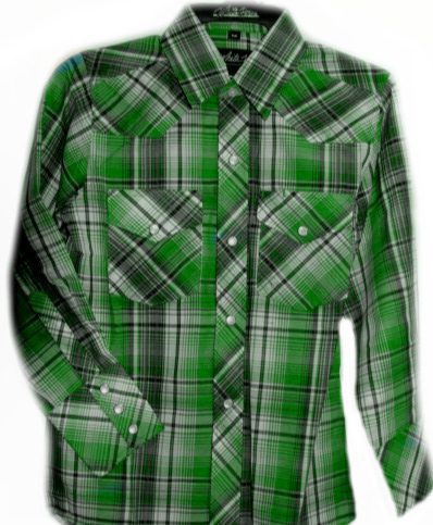 Child pearl snap, Forest plaid western shirt Product Image