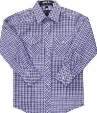 Child pearl snap Purple Plaid western shirt Product Image