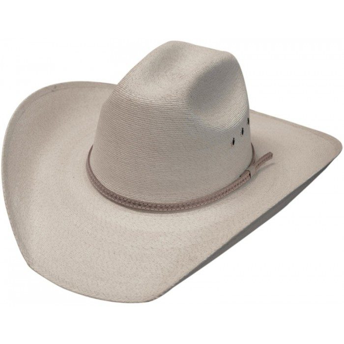 A Fine Sahuayo Palm 1000X Natural Straw Truman Cowboy Hat on a white background.