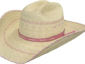 Guata Palm Leaf Straw kids Pink Cowboy Hat