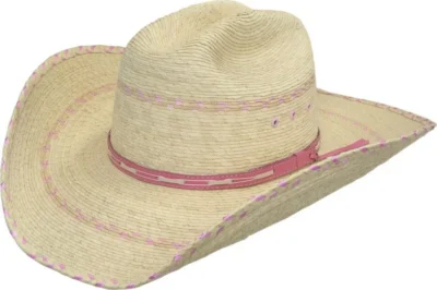 Guata Palm Leaf Straw kids Pink Cowboy Hat