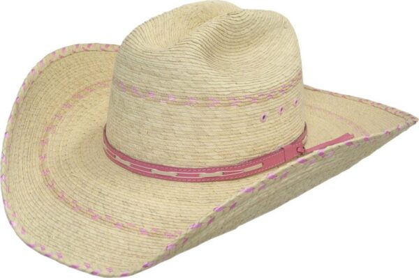 Child Guata Palm Leaf Straw Pink Pinto Cowboy Hat Image