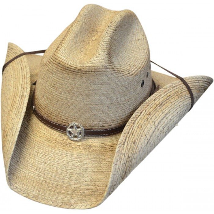 A Western Star Cattleman Toasted Guata Straw Cowboy Hat with a star on it.