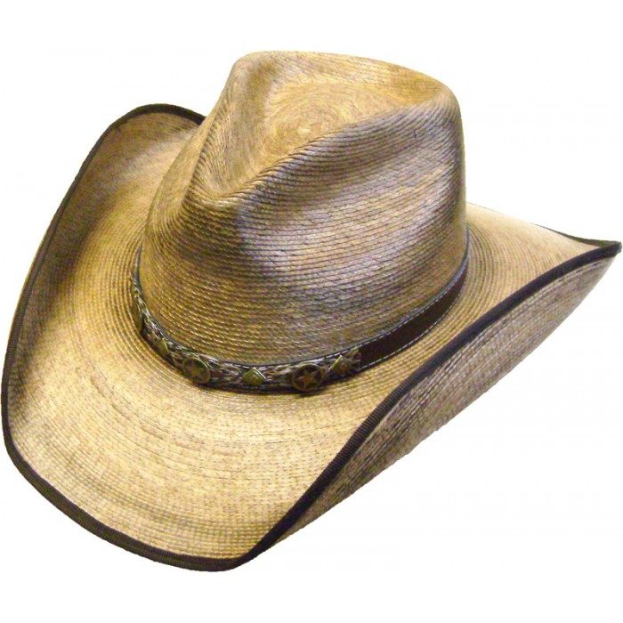 A Toasted Palma Verde Straw Pinch Front Cowboy Hat on a white background.