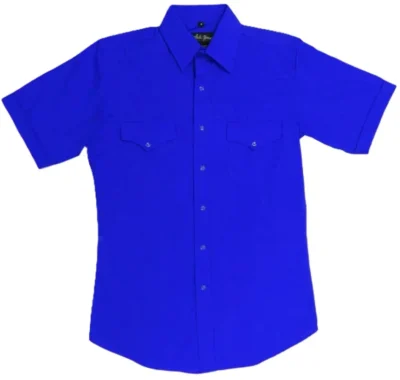 Mens Short sleeve Royal Blue western shirt