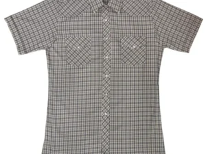 Mens Black Plaid pearl snap Short Sleeve Shirt