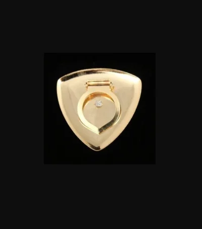 A Silver Triangle with Golden Eagle Western scarf slide with a diamond in the center.
