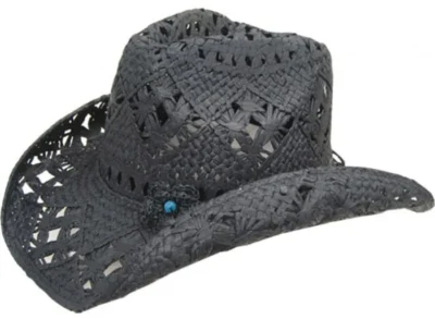 Kids Black Toyo Straw Cowgirl Hat