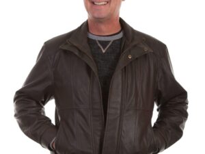 Mens Scully Brown Featherlite Leather Double Collar Jacket