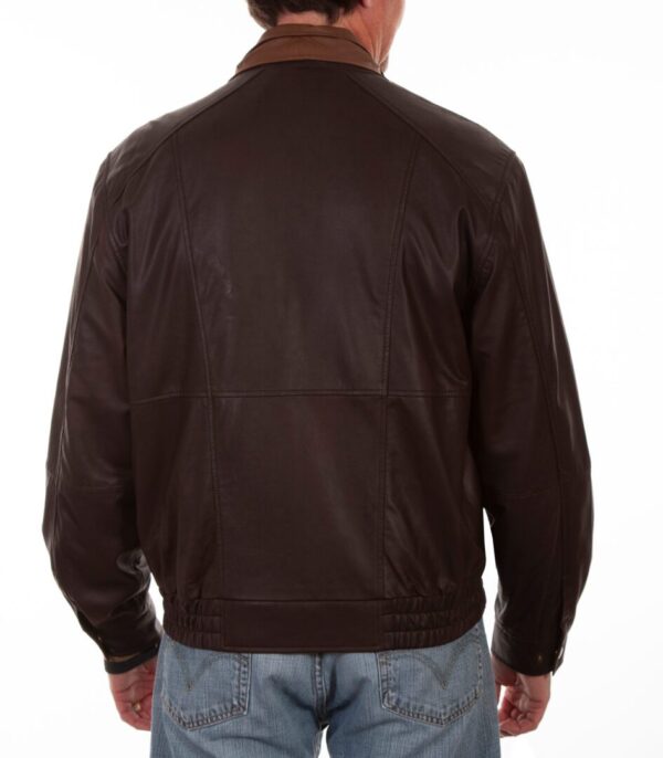 Mens Scully Cognac Featherlite Leather Double Collar Jacket, brown, hi-res.