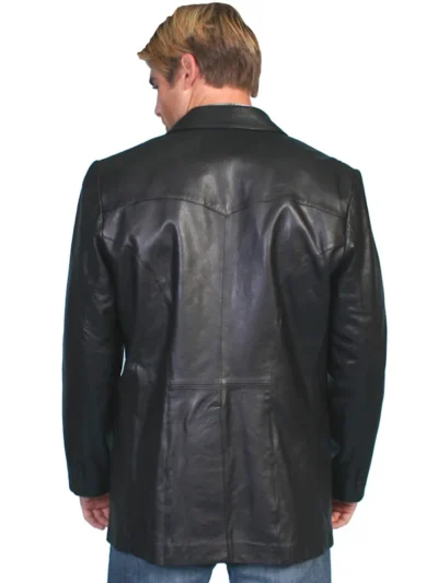 Scully Mens Black Lambskin leather Western blazer <li>2 outside pockets</li> <li>Front, back western yoke</li> <li><strong>REG or LONG 36-56</strong></li> •