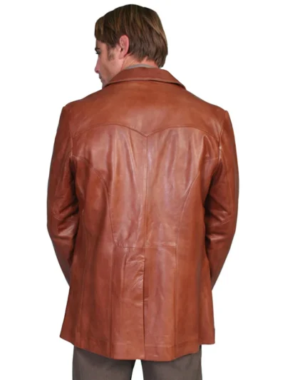 Antique Brown Mens Scully Lambskin Leather Western Blazer Satin Inner lining 2 outside pockets 36-56 Reg: 40 -56 Long •