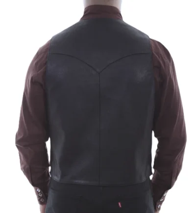 mens lambskin leather black western vest