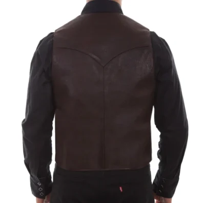 Mens Scully Lambskin Leather Antique Brown Western Vest