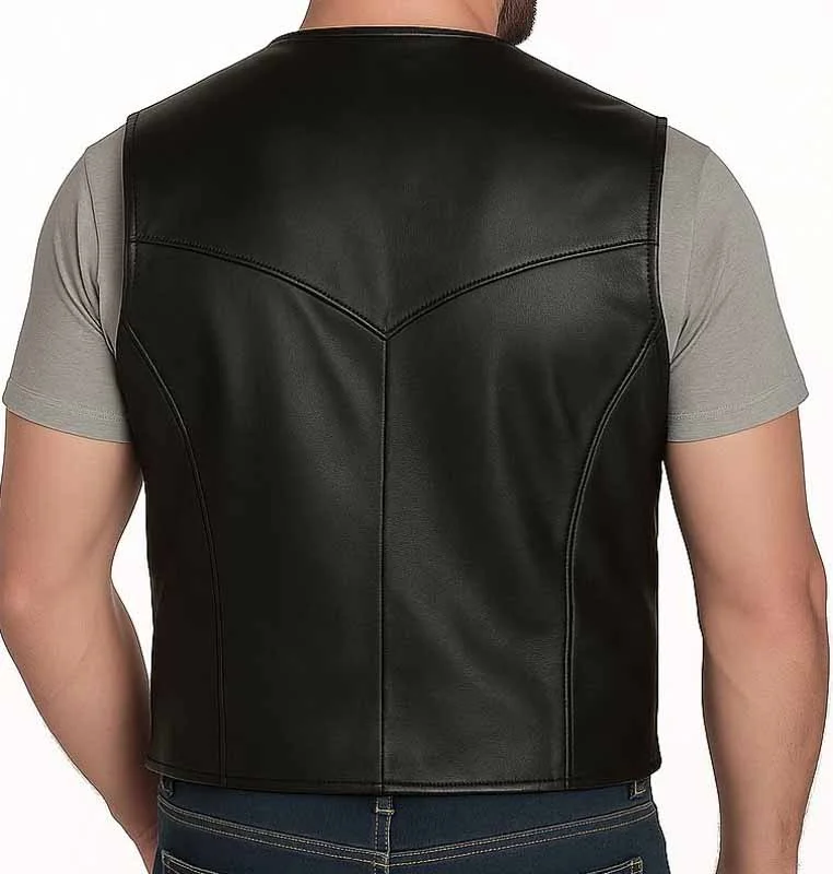 Scully Men’s Snap Front Western Vest - Black Lambskin Leather - S to 4X Reg & Tall 2 Scully Men’s Snap Front Western Vest - Black Lambskin Leather - Big & Tall