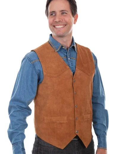 Mens brown suede Western Vest