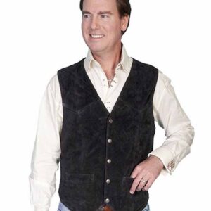 Scully Men’s Black Suede Western Vest - Snap Front - S to 4X Reg & Tall