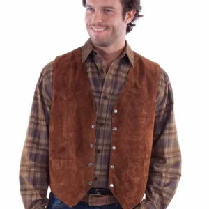 Scully Men’s Snap Front Western Vest - Brown Suede - S to 4X Reg & Tall