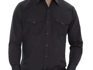 Mens black pearl snap western shirt